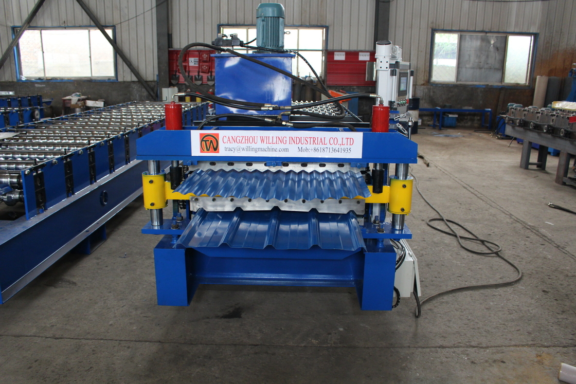 840/850 0.6mm Dubbel Laagbroodje die Machine voor het Blad van het de Vloerdek van het Dakblad vormen