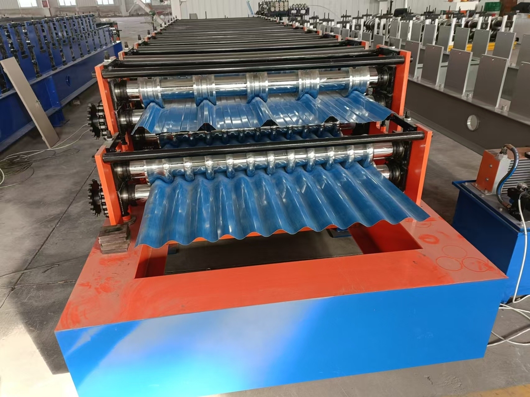 Gebruik van daken Dubbellaag Dubbeldek Dakplaat Rollen Vormmachine Daktegel Machine
