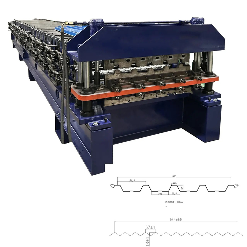 Op maat gemaakte 686 IBR Trapezium en 762 golfvormige dubbele laag dakbedekkingsplaatmachine voor Zuid-Afrika