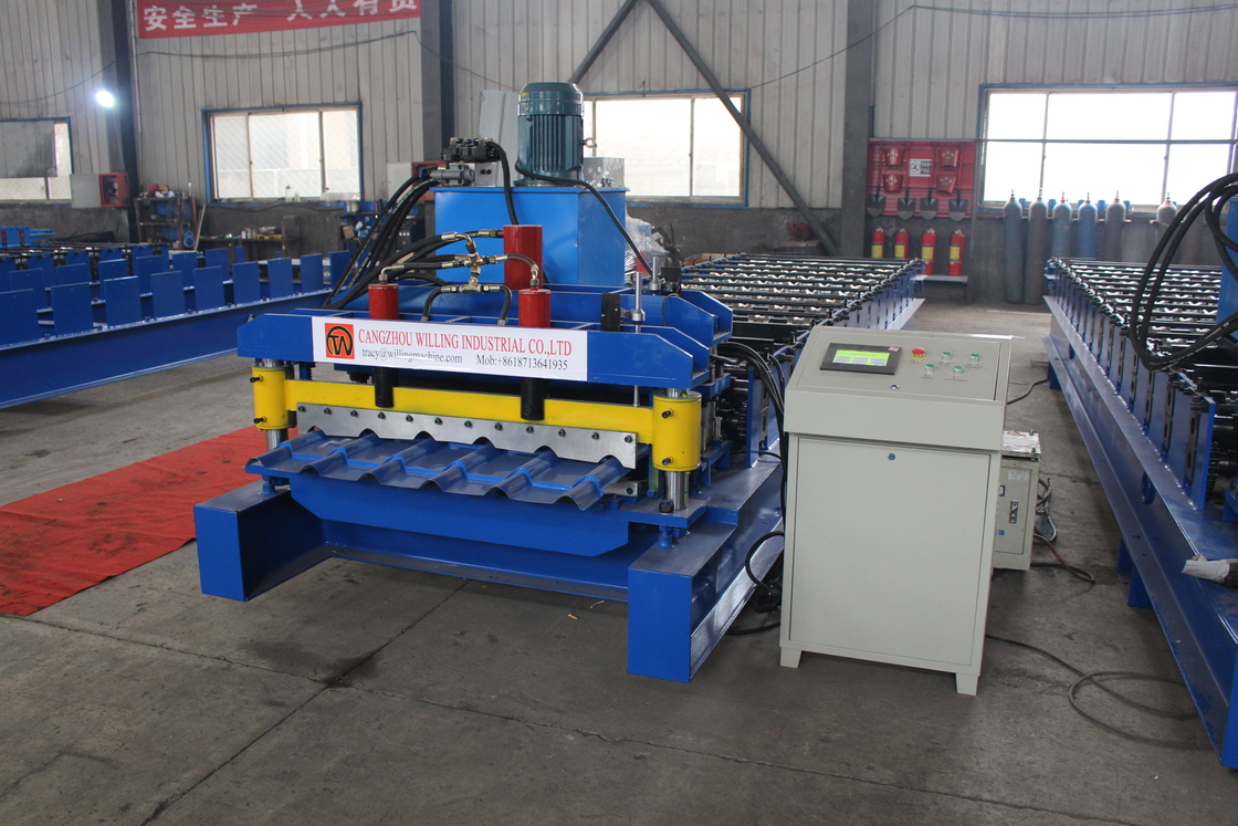 High Speed Double Layer Ibr gegolfde daktegel rollen vormmachine met 75 mm schacht diameter