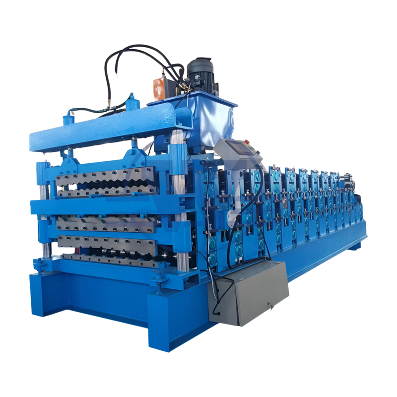 3 in 1 metalen staal Ibr dakplaten rolvormende machine met drie profielen op maat