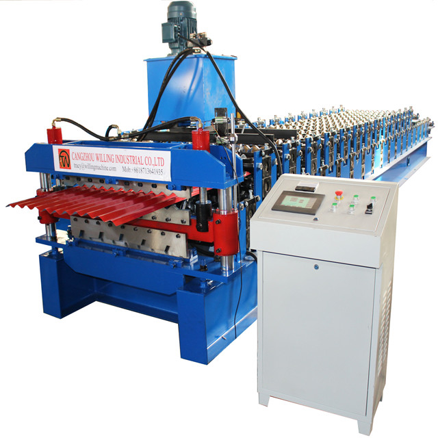 High Speed Roofing Tiles Machine Customization Double Layer Roof Sheet Roll Forming Machine voor Ibr gegolfde glazen