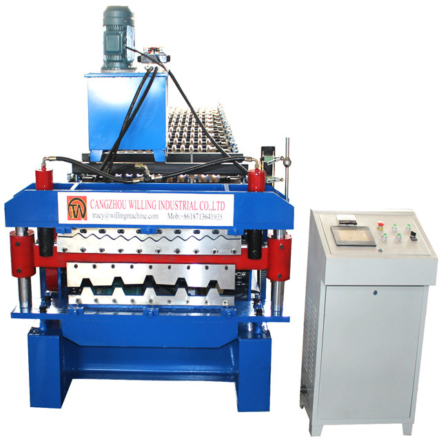 High Speed Roofing Tiles Machine Customization Double Layer Roof Sheet Roll Forming Machine voor Ibr gegolfde glazen