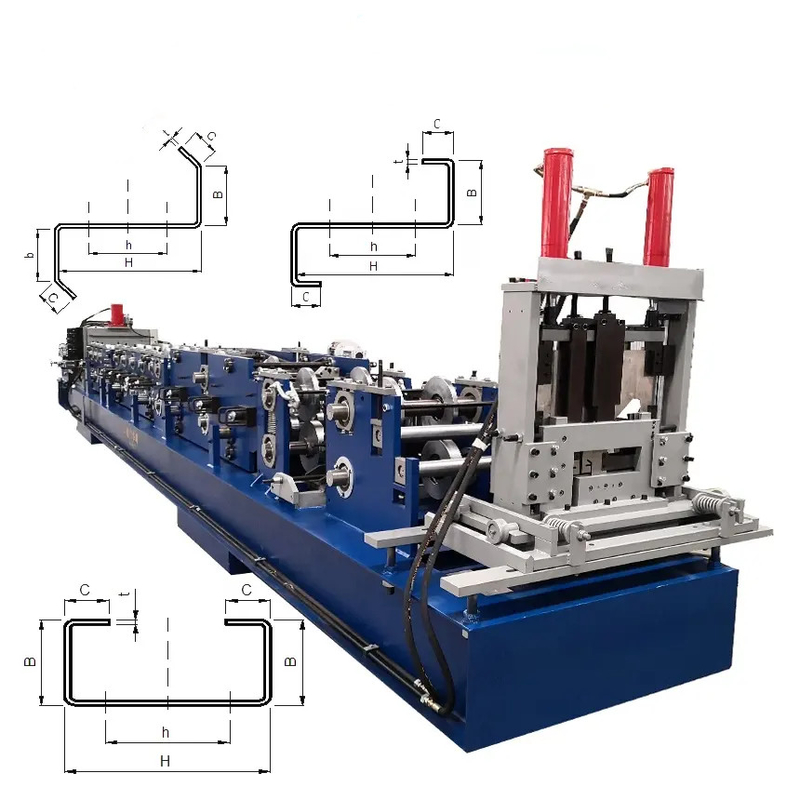 Automatische C-Z-vormige stalen koudrolvormende machine Vormingssnelheid 10-22m/min