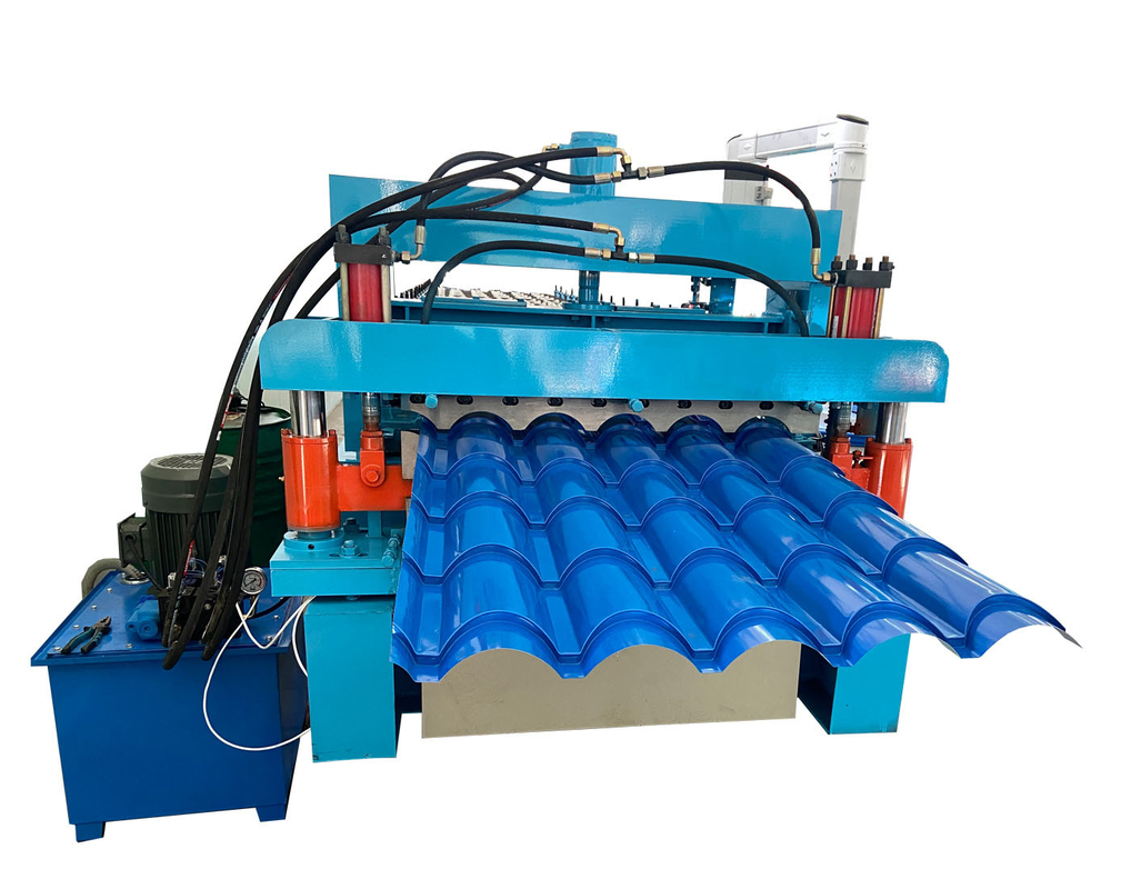 Aanpasbare 5V golfvormige trapezium daktegel stalen maakmachine dubbele laag dakbedekking ijzeren plaat metaal fabricage koude rollen vormen machine