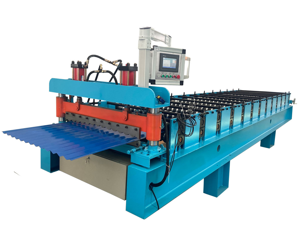 Aanpasbare 5V golfvormige trapezium daktegel stalen maakmachine dubbele laag dakbedekking ijzeren plaat metaal fabricage koude rollen vormen machine