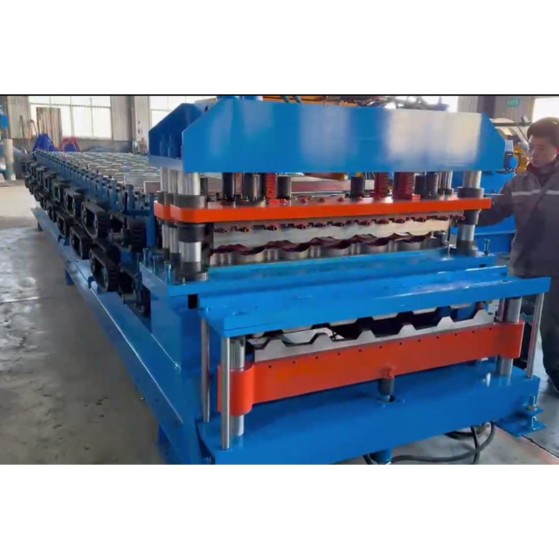 PLC Control Metal Cold Steel Glazed Roof Tile Making Machine Step Tile Roofing Sheet Roll Forming Machine Fabriek