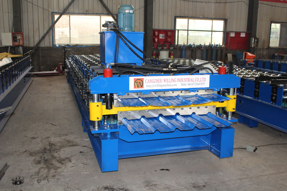 Trapezoïdetype 6 Rib Roof Tile Roll Forming-Machine 3 Fase