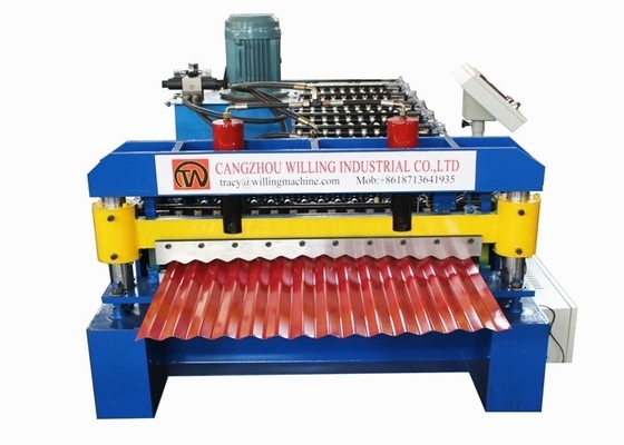 Bouwproductie Roof Roll Forming Machine Gekrompen metalen dakplaat maken machine