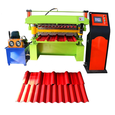 12m/Min Double Layer Roll Forming-Machine aan Trapezoïdaal Golfmetaaldak